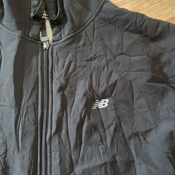 New Balance Softshell Sherpa Lined Hooded Jacket Black Full Zip Size Medium - Picture 5 of 13